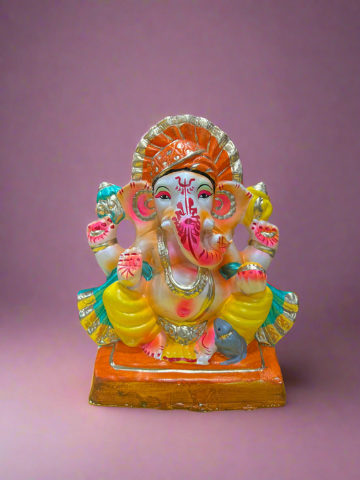 Ganesh Statue Colored 8" (Eco-Friendly)
