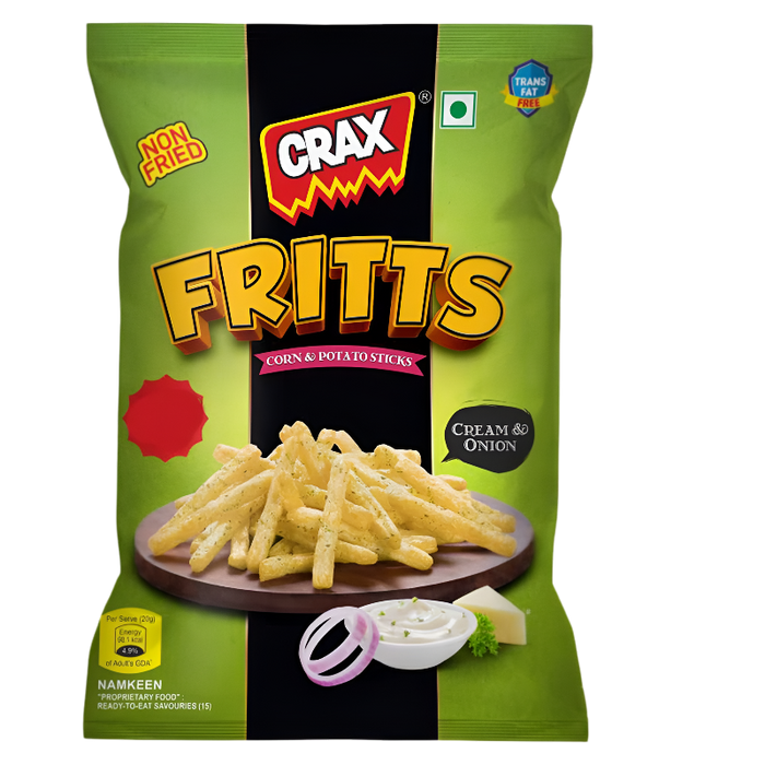 Crax Fritts Corn & Potato Sticks Cream & Onion 56g
