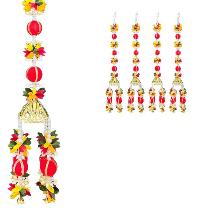 Fleur et perles suspendues Ladi rouge