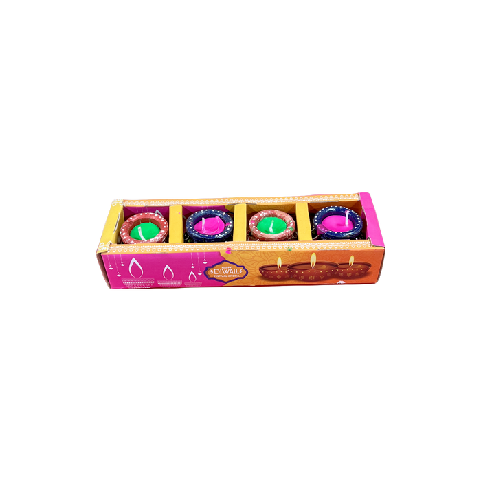 Colourful Matka Diya - Set of 4