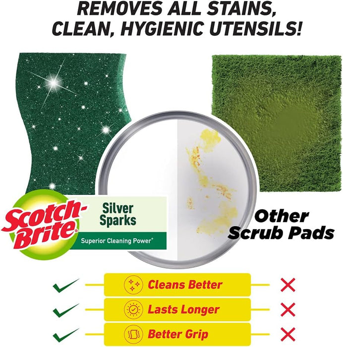 Éponges à récurer Scotch-Brite Silver Sparks (3 tampons)