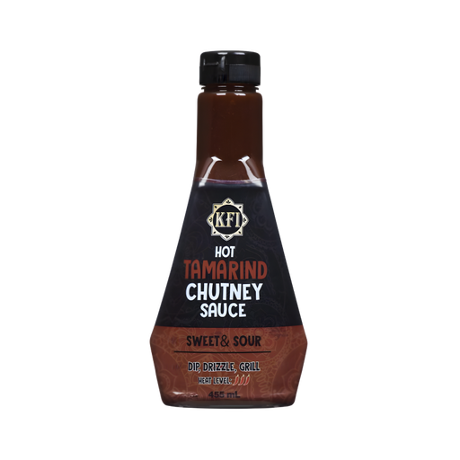 KFI Hot & Spicy Tamarind Date Chutney Sauce 455ml — bottle of chutney sauce with label