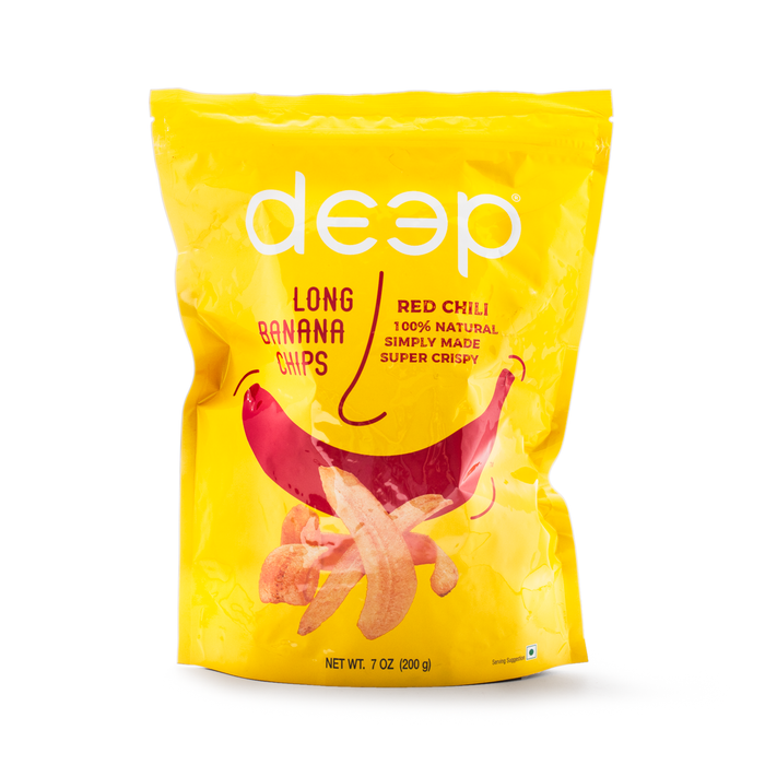 Spice Divine Deep Red Chili Long Banana Chips 200g — bag with bold red branding