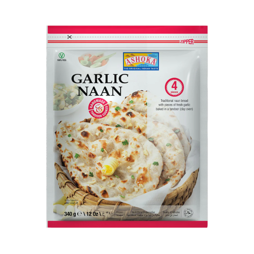 Ashoka Frozen Garlic Naan 340gm (4 pc) - Frozen | indian grocery store in Gatineau