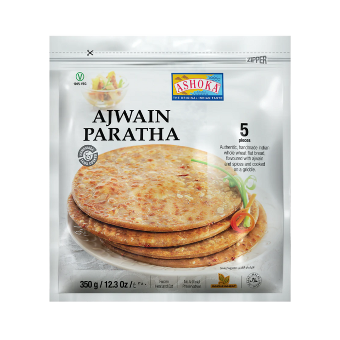 Ashoka Frozen Ajwain Paratha 350gm — packaged Indian flatbread with ajwain seasoning