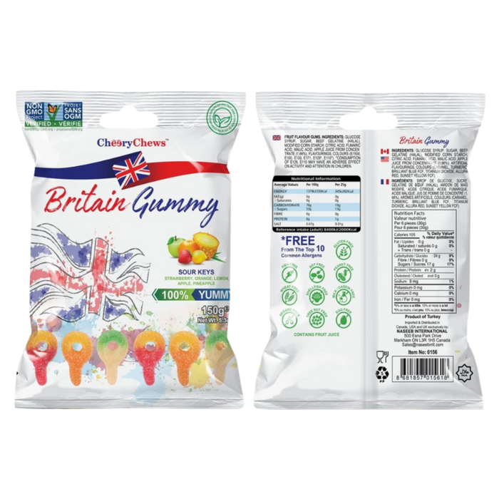 Bonbons acidulés gélifiés Britain Gummy Sour Keys 150g