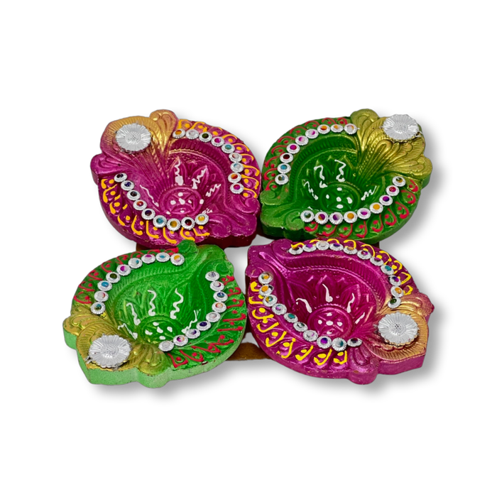 Diya Set of 4 Without Wax - Prayer (Pooja) | indian grocery store in Montreal