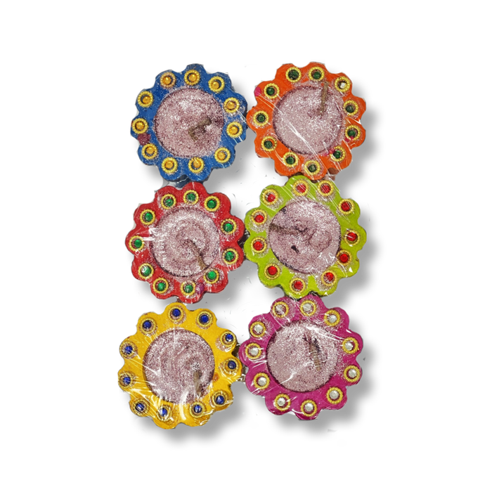 Kitchen Queen Star Diya Set of 6 with Wax - Prayer (Pooja) - indian supermarkets near me